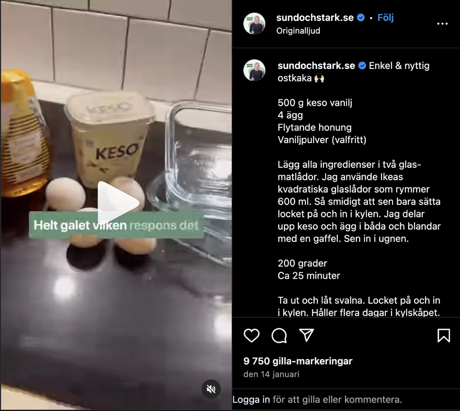 ostkaka med keso inlägg
